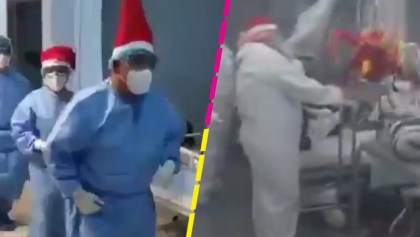 Personal médico de Guanajuato alegró la Navidad de pacientes COVID con piñatas y bailes