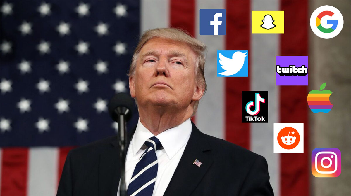 Apps y plataformas prohiben el acceso a Donald Trump