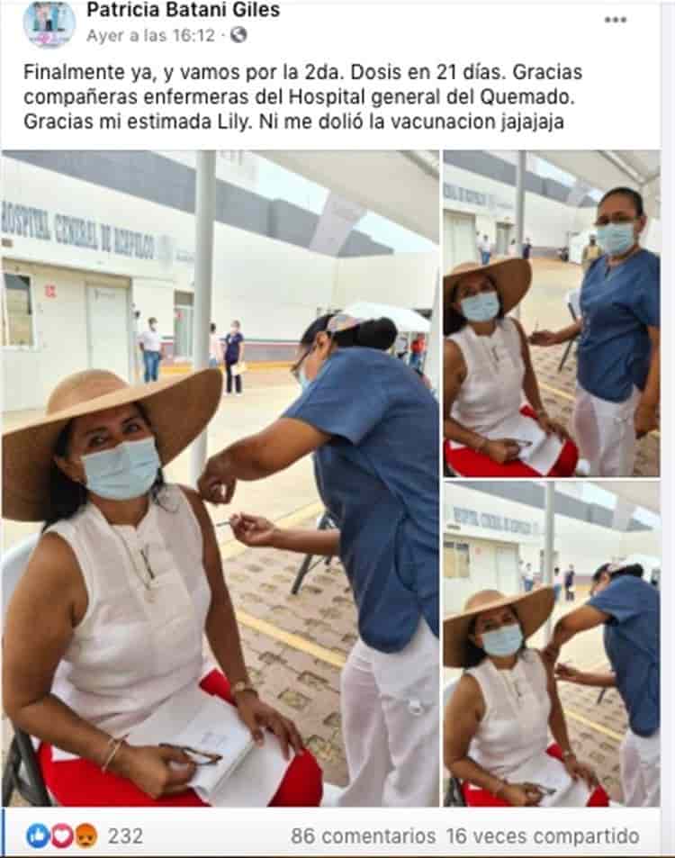 Regidora de Morena en Acapulco "presume" que ya recibió la vacuna contra COVID-19