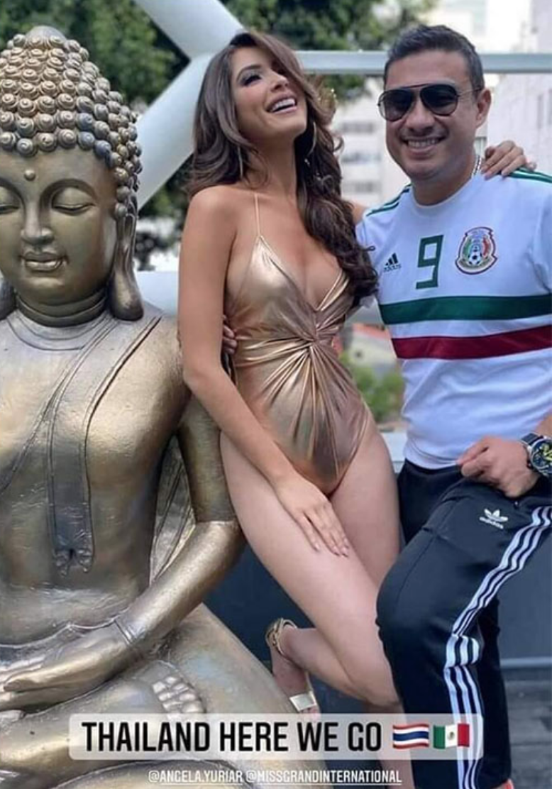 Fíjate, Paty: Miss México causa polémica en Tailandia por fotos en bikini junto a Buda