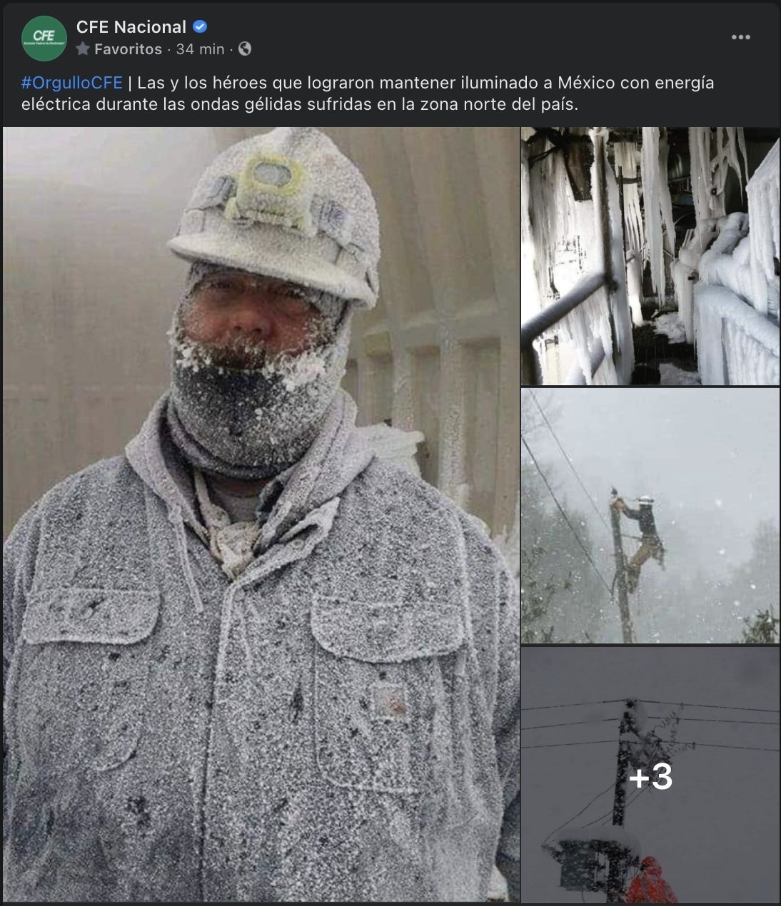 CFE agradece labor de sus trabajadores... con imágenes sacadas de internet