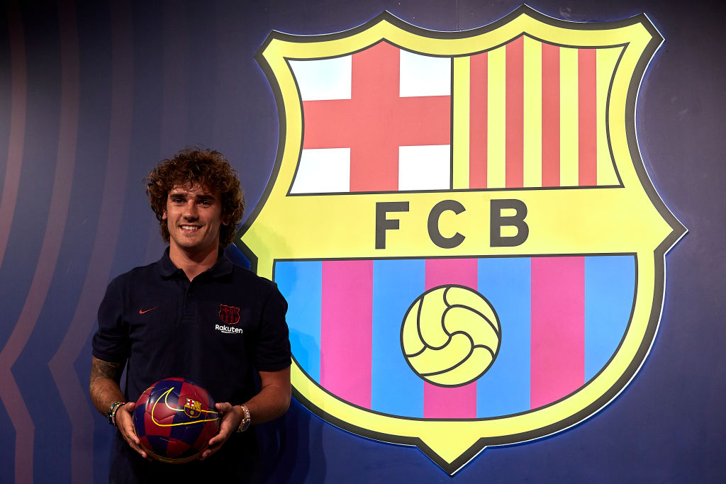 Griezmann en su presentación con el Barcelona