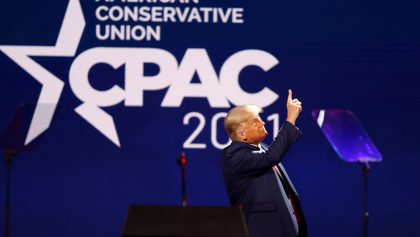 Former U.S. President Donald Trump speaks at the Conservative Political Action Conference in Orlando, Florida, U.S. February 28, 2021.