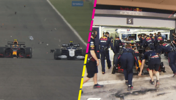 Así fue el desprendimiento de la tapa del motor de Checo Pérez con Red Bull en Baréin