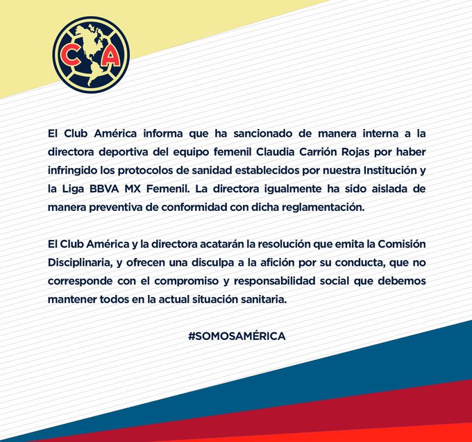 Directora Deportiva del América es sancionada por asistir a la reunión Aguirre