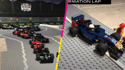 Recrean el Gran Premio de Baréin con legos con todo y el drama de Checo Pérez