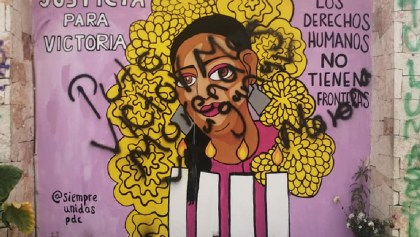 Vandalizan con pintas el mural de Victoria Salazar, migrante asesinada por policías en Tulum
