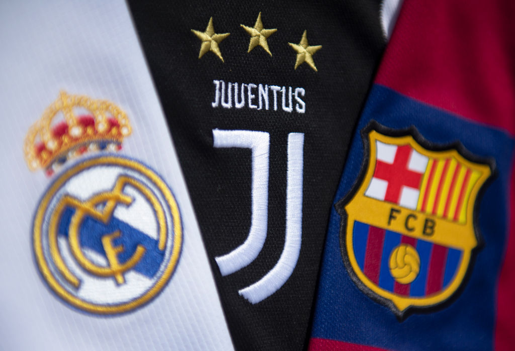 Logos Juventus, Real Madrid y Barcelona