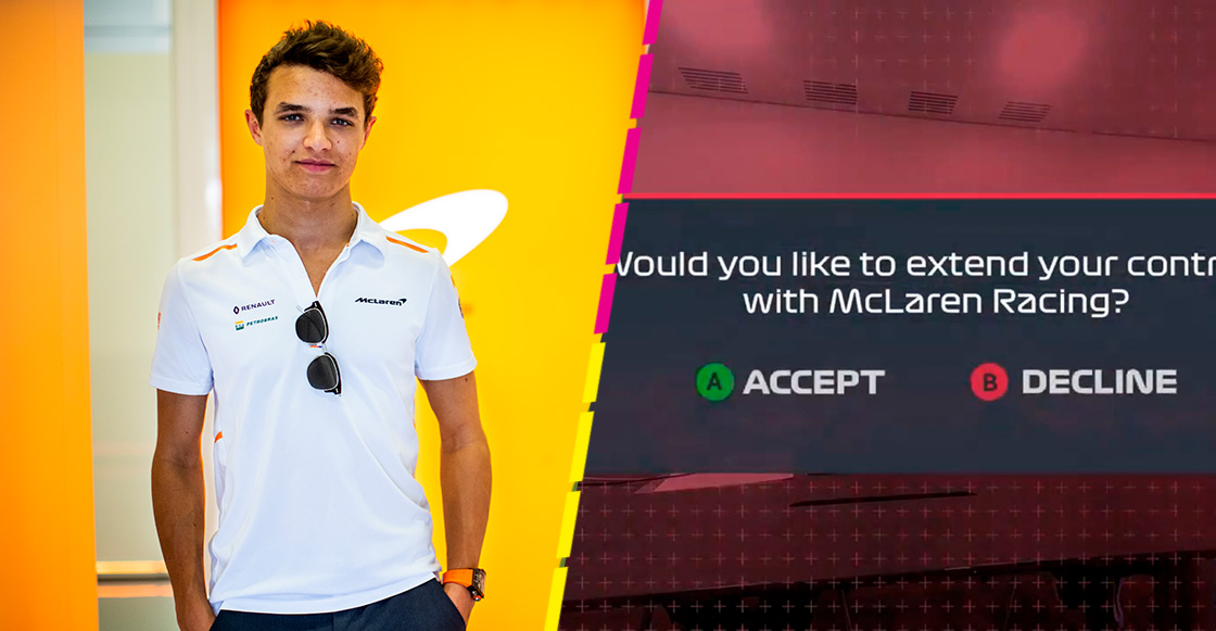 Lando Norris firma extensión de contrato con McLaren al estilo de los videojuegos