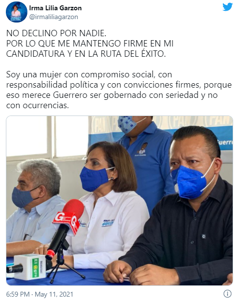 Candidata del PAN a la gubernatura de Guerrero declina a favor del PRI-PRD