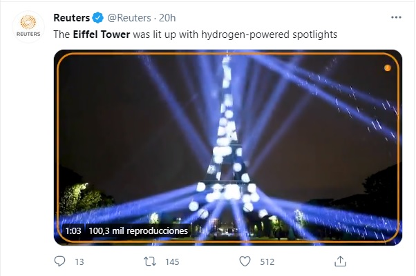 ¡Qué elegancia la de Francia! La Torre Eiffel se ilumina con hidrógeno verde