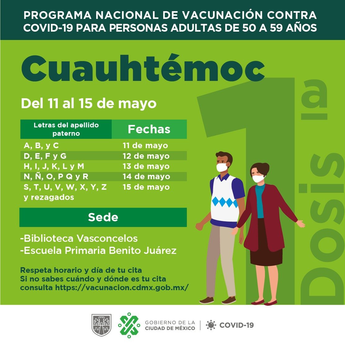 Alcaldía Cuauhtémoc inicia vacunación para personas de 50 a 59 años; aquí los detalles