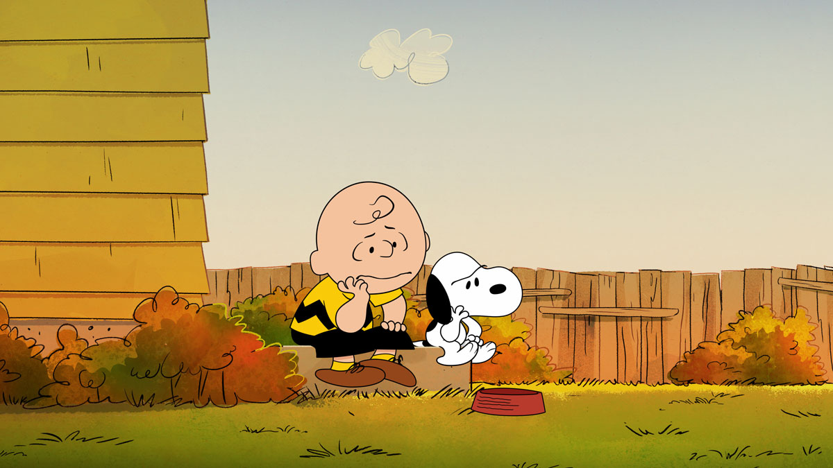 Snoopy y Charlie Brown juntos.
