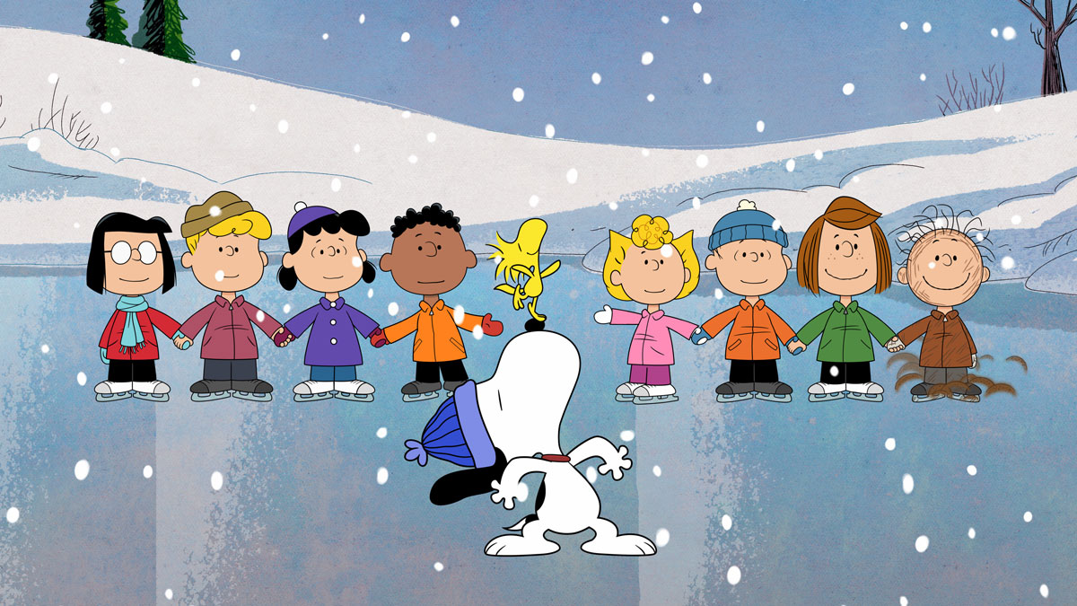 Todos los personajes de Peanuts con Snoopy y Charlie Brown 