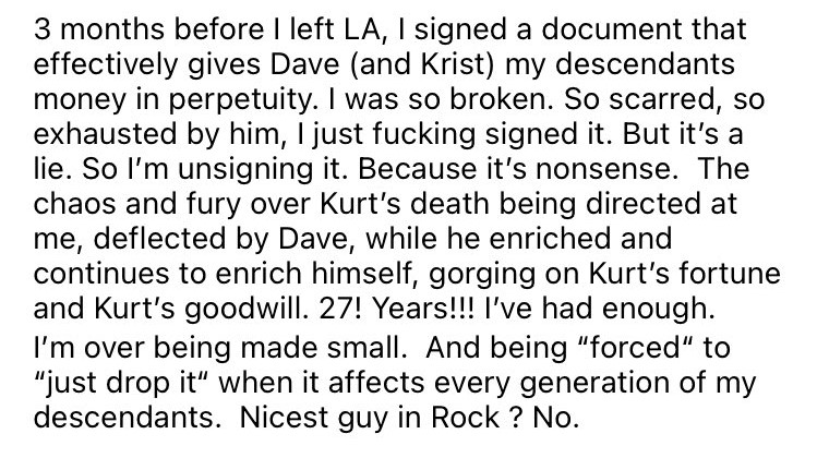 Courtney Love se lanzó contra Dave Grohl y acusó a Trent Reznor de abuso