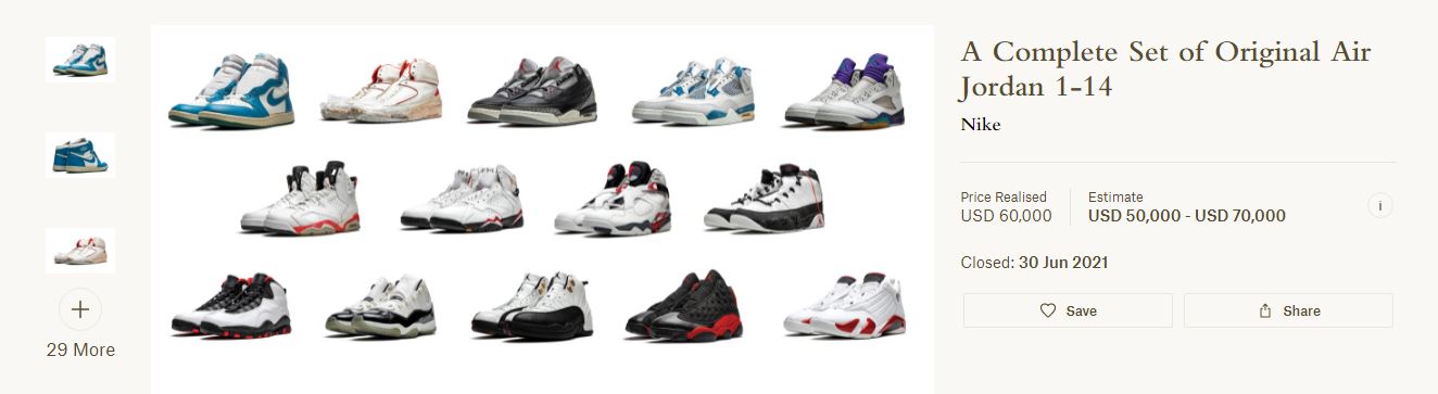 Colección de Air Jordan en subasta
