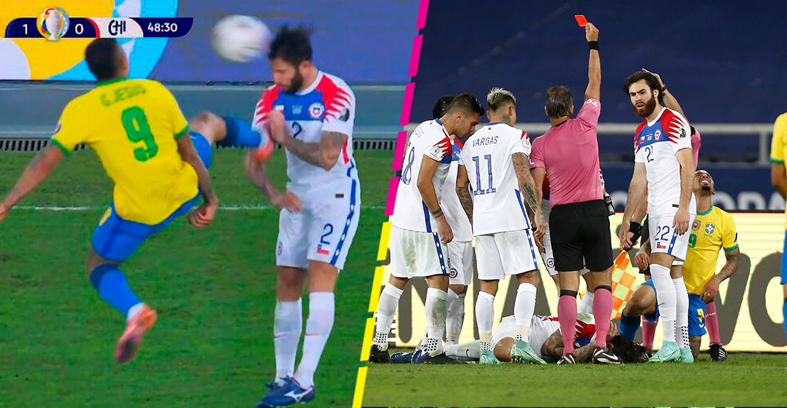 La criminal entrada de Gabriel Jesus sobre Eugenio Mena en la Copa América