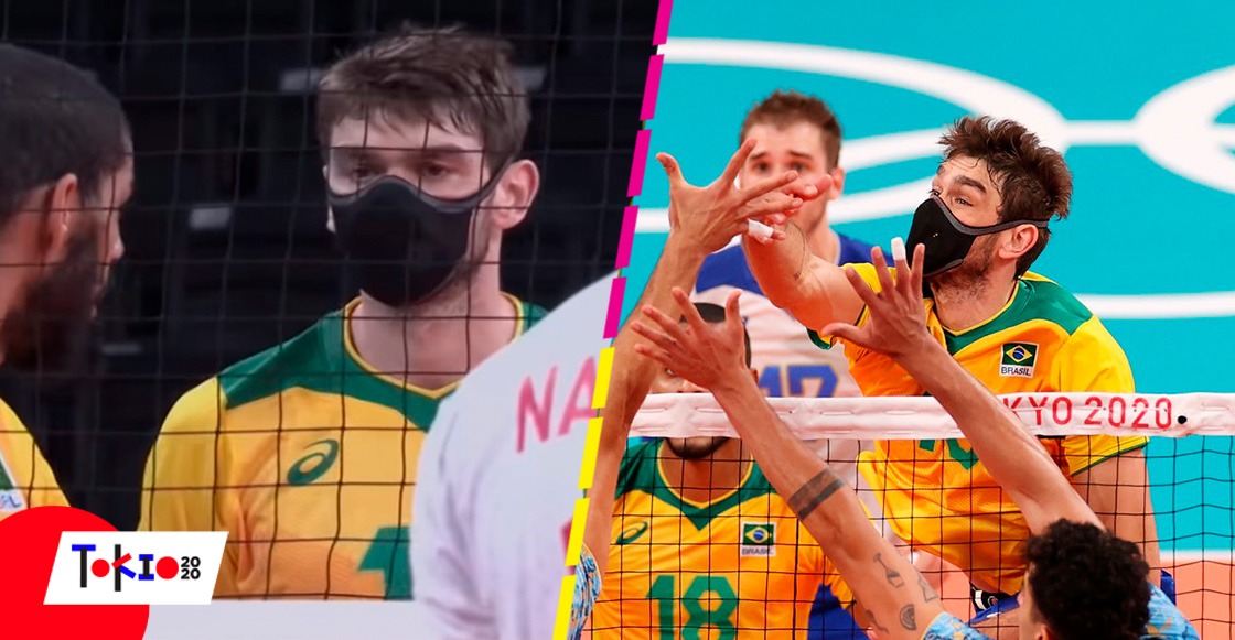 Lucas Saatkamp y Mauricio Borges, los brasileños que participan en el voleibol de Tokio 2020 con cubrebocas