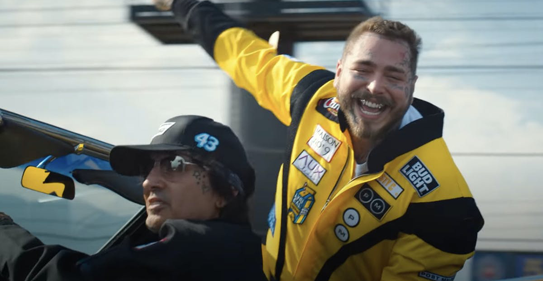 Post Malone pasea en un coche de NASCAR en el video de "Motley Crew"