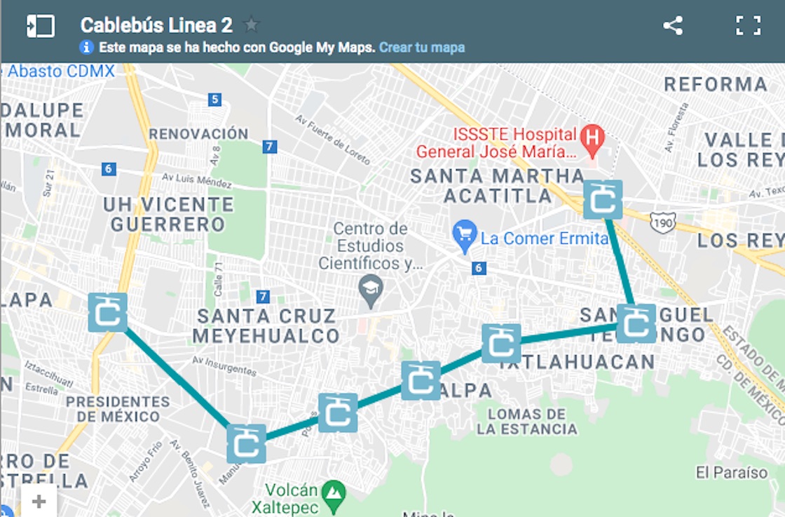 Estaciones, horarios y tarifa de la Línea 2 del Cablebús CDMX