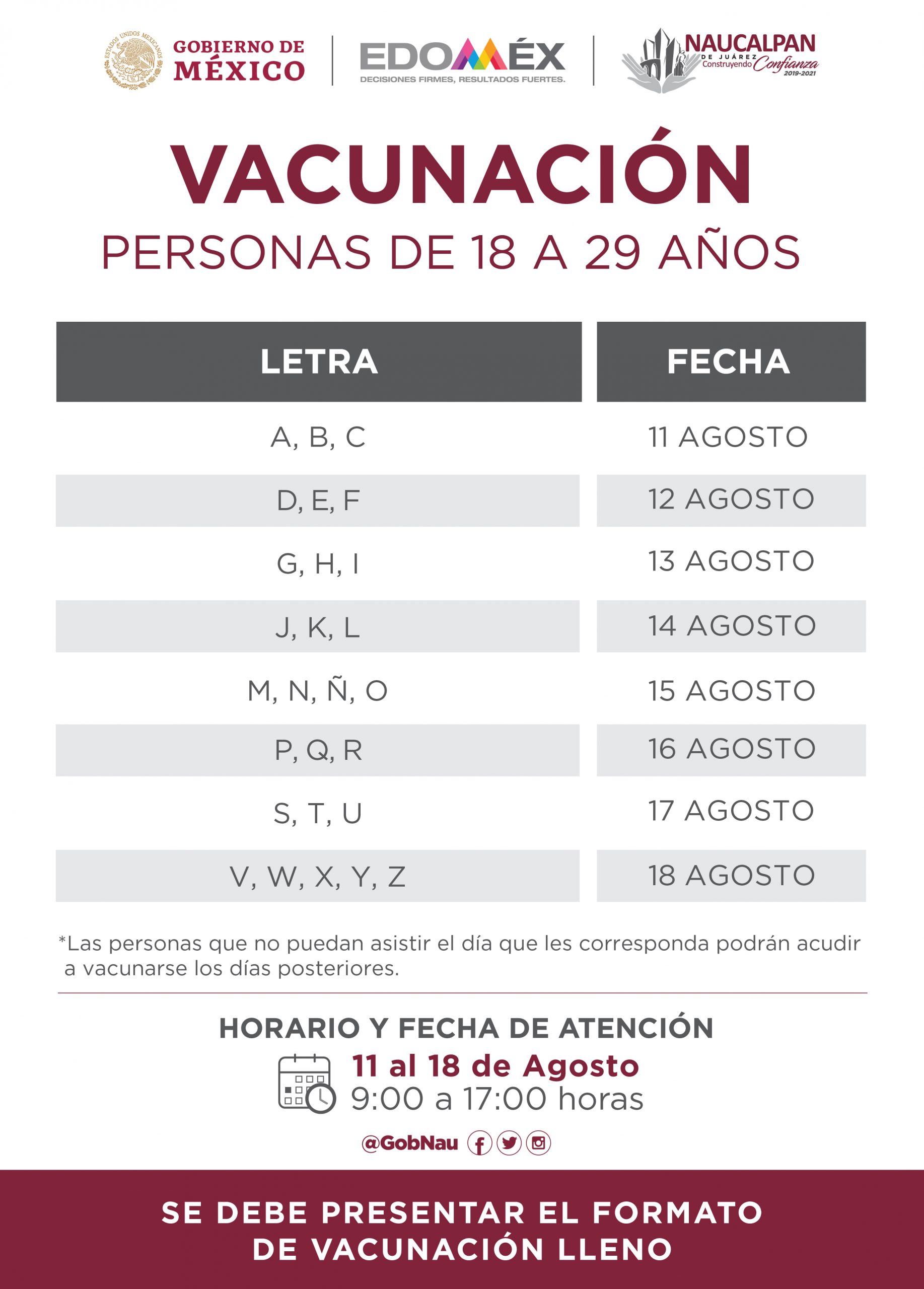 ¡Atentos en Edomex! Naucalpan y Tlalnepantla iniciarán vacunación a jóvenes de 18+