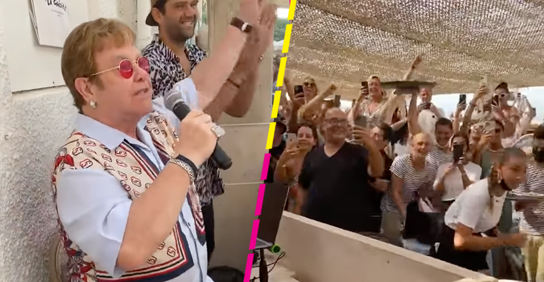 ¡Rifado! Elton John sorprende a los clientes de un restaurante echándose un palomazo