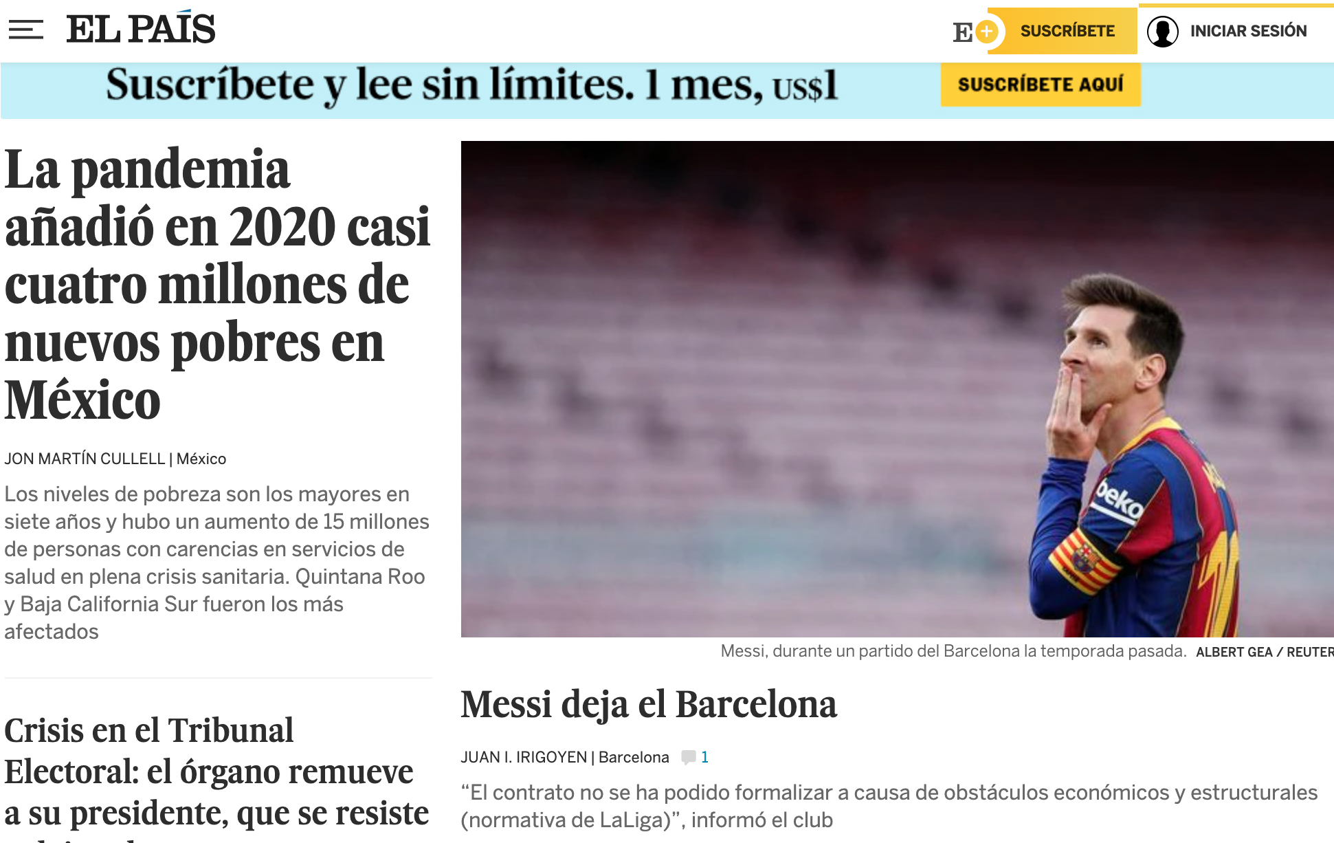 Las reacciones de la prensa en todo el mundo tras la separación de Messi y Barcelona