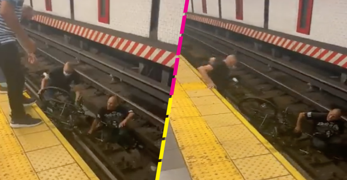 Héroes sin capa: Rescatan a hombre en silla de ruedas que cayó a las vías del metro en NY