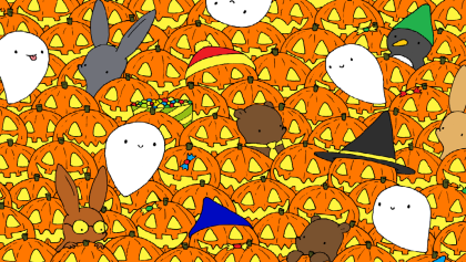 ¿Puedes encontrar la pequeña estrella amarilla entre las calabazas de Halloween?