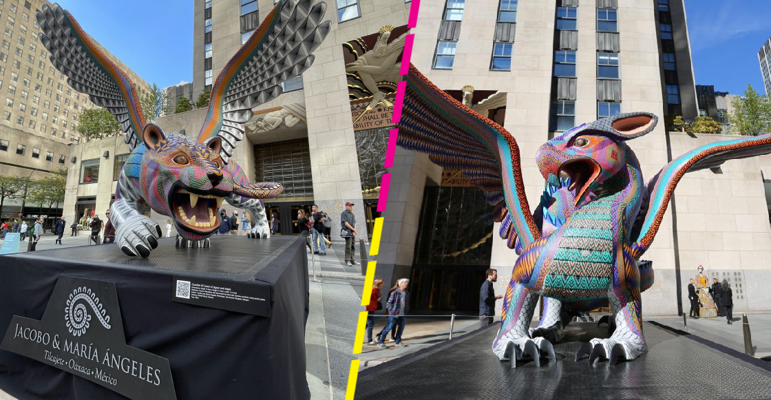 Colocan alebrijes gigantes de artesanos oaxaqueños en el Rockefeller Center de NY