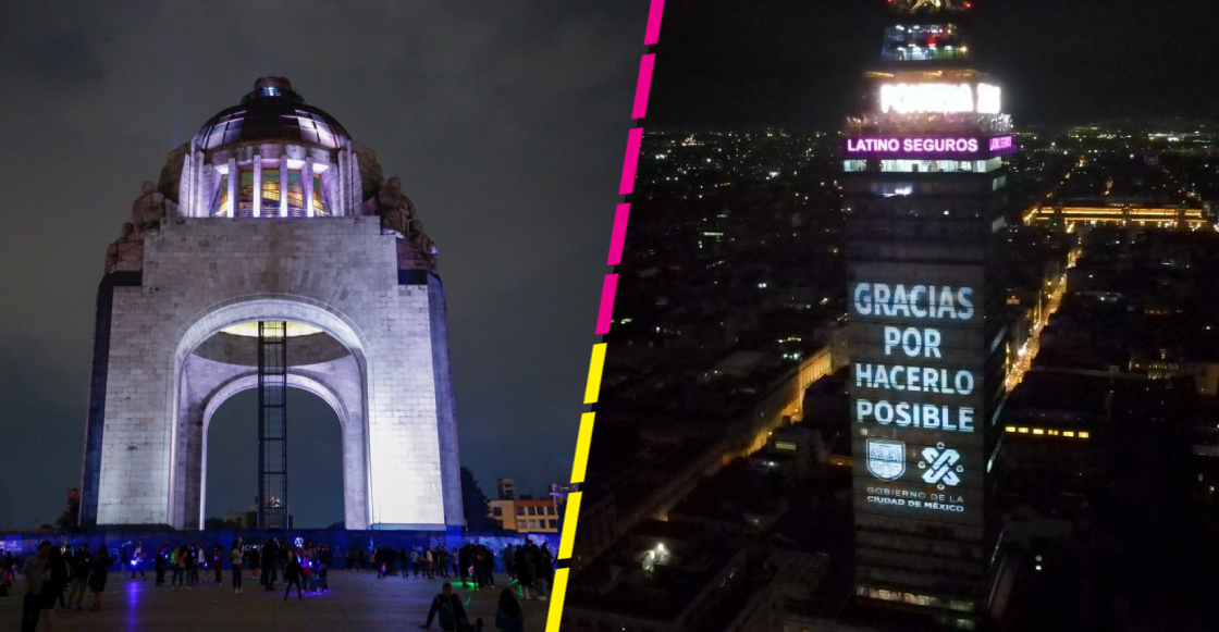 Así se iluminaron edificios y monumentos de CDMX por el éxito en la vacunación