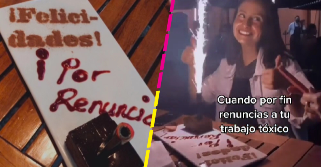 Una mujer celebró con todo y pastel tras dejar su ‘trabajo tóxico’
