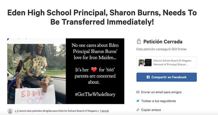 Piden sustituir a la directora de una escuela por publicar foto de Iron Maiden