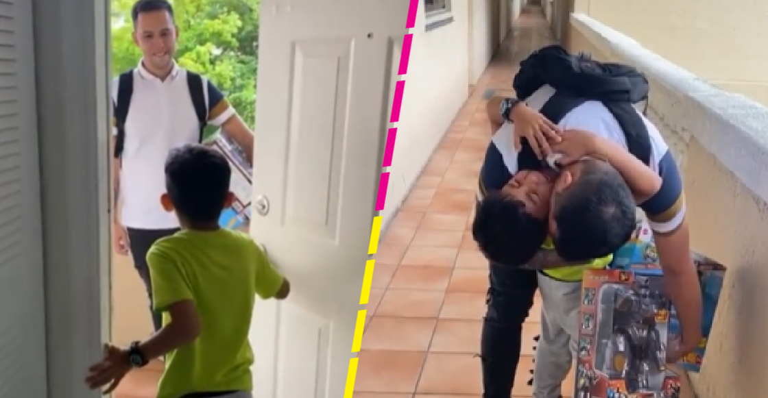 La conmovedora reacción de un niño al volver a ver a su papá luego de 2 años