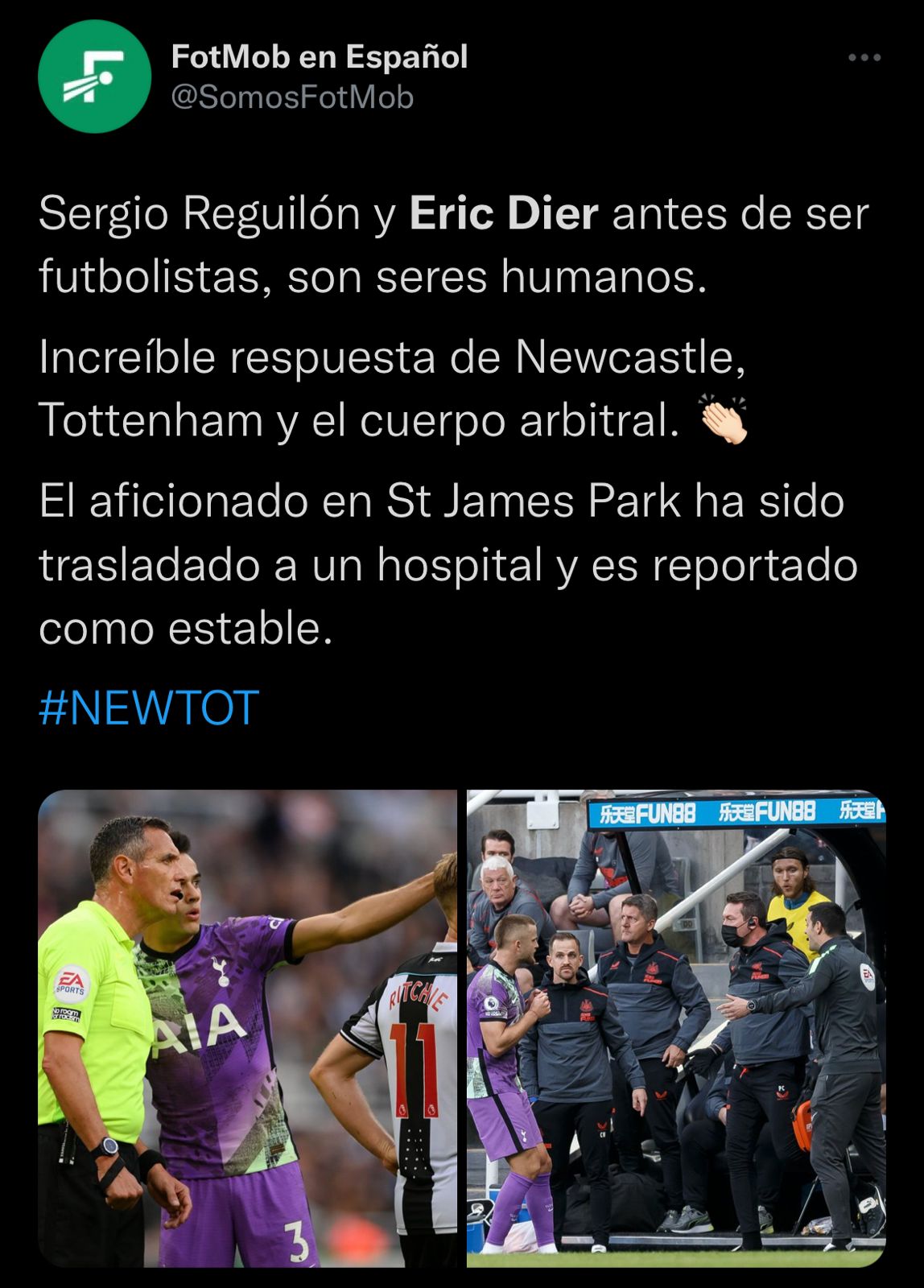 Sergio Reguilón y Eric Dier: Los 'héroes' ante la emergencia en el Newcastle vs Tottenham