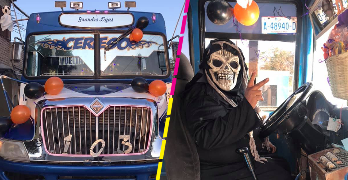 Rifada nivel: Chofer adorna su camión para Halloween y regala dulces a los niños