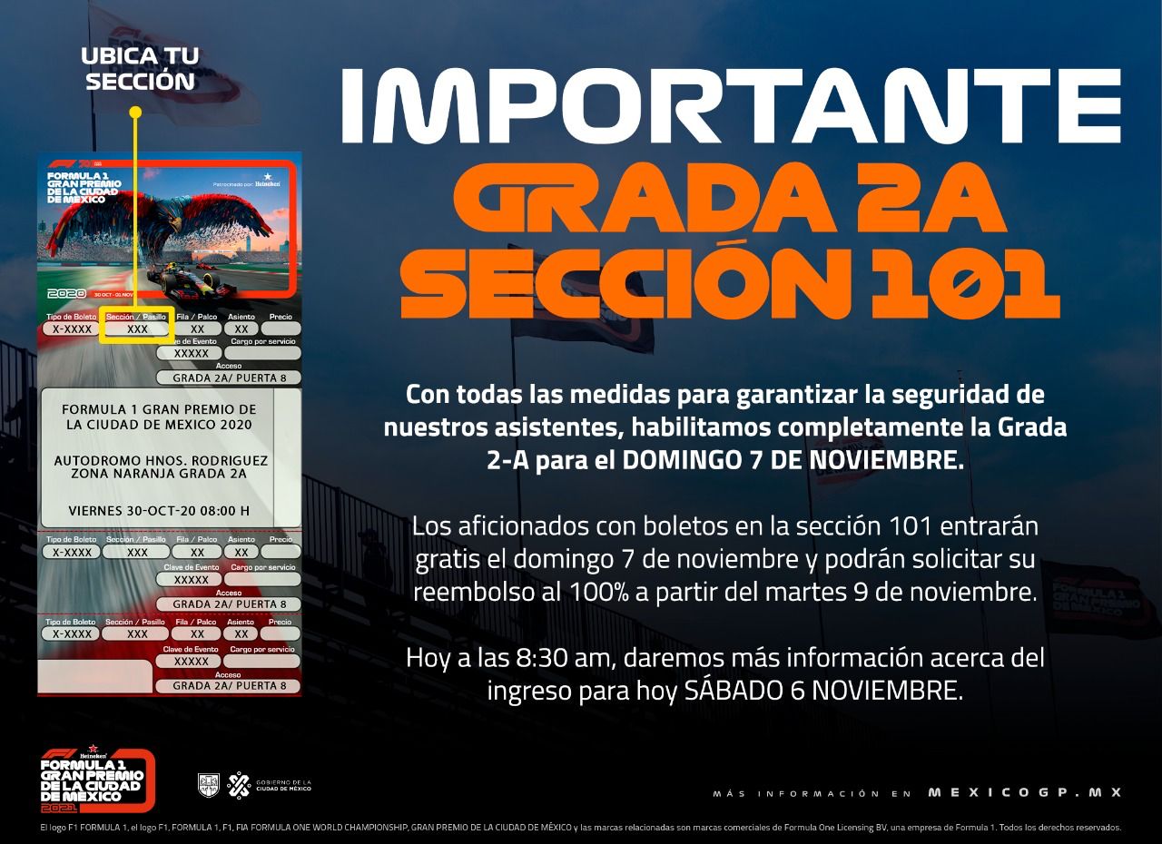 Reembolsos y reapertura: Grada 2-A de Zona Naranja abrirá al 100% para sábado y domingo en el Gran Premio de México