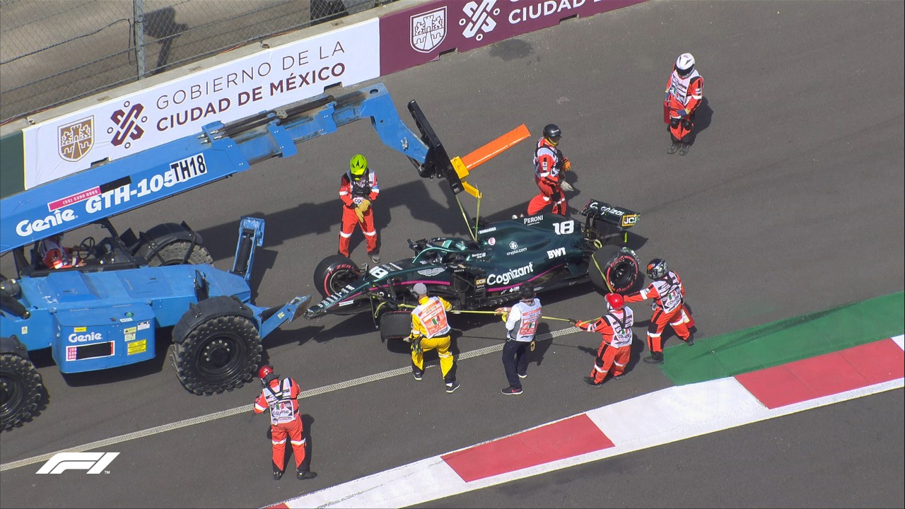 ¡! El accidente de Lance Stroll que detuvo la Q1 en el Gran Premio de México