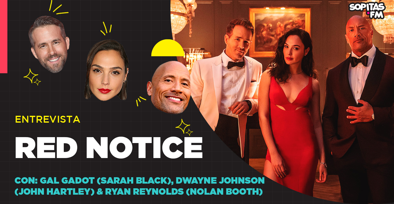 Entrevista con Gal Gadot, Dwayne Johnson y Ryan Reynolds por 'Red Notice'