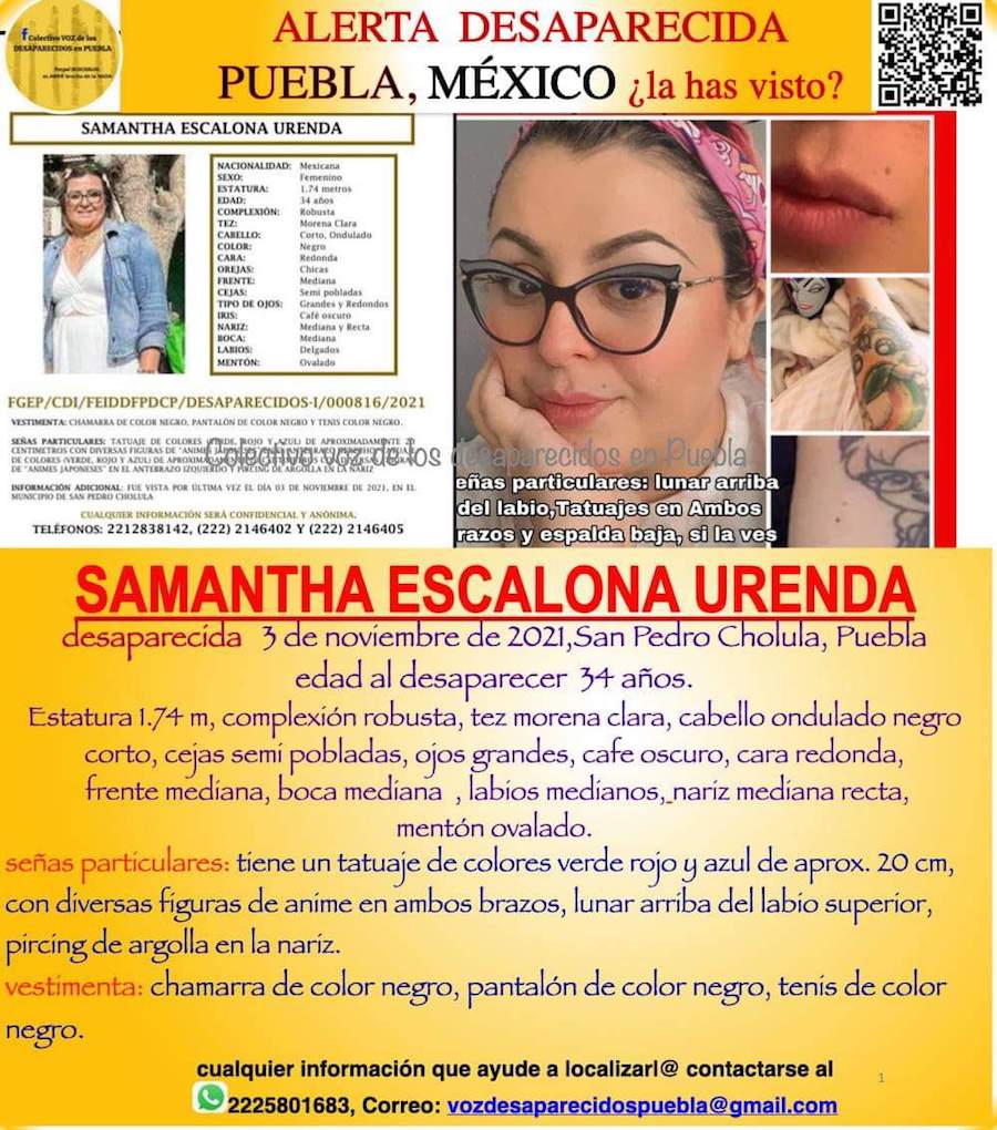 ¡Enhorabuena! Encuentran a Samantha Escalona en Santa Isabel Cholula, Puebla