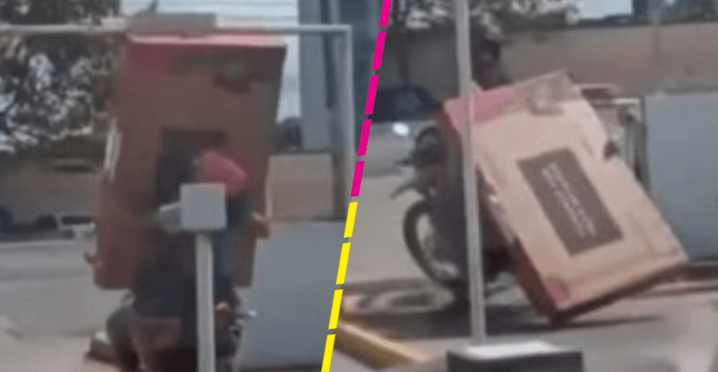 Mal fin: La verdad detrás del video de la pareja a la que se le cayó una pantalla de la moto