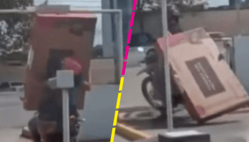 Mal fin: La verdad detrás del video de la pareja a la que se le cayó una pantalla de la moto