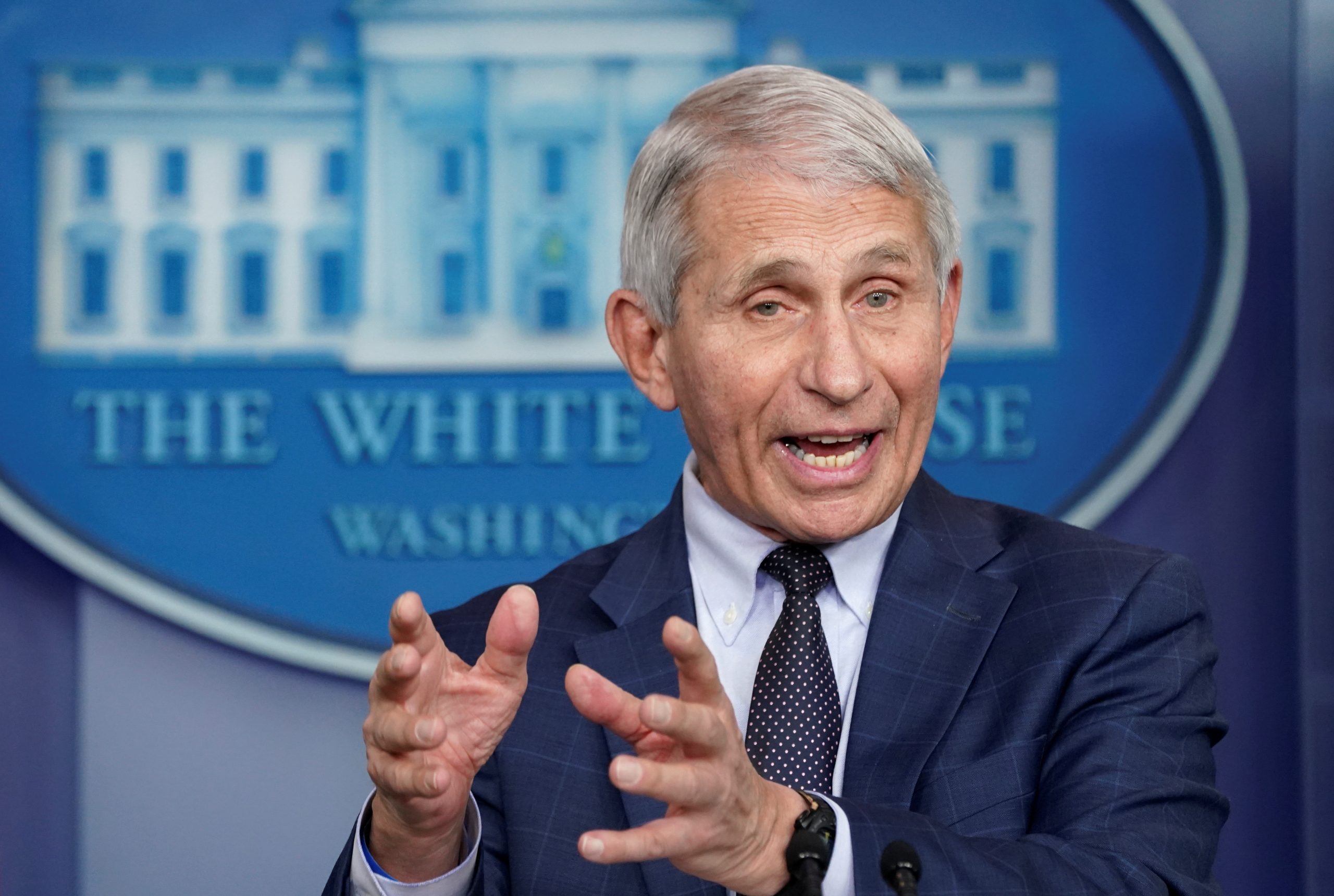 Dr. Anthony Fauci speaks about the Omicron coronavirus variant during a press briefing at the White House in Washington, U.S., December 1, 2021.