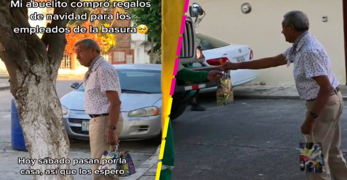 Abuelito se hace viral por dar regalos de Navidad a recolectores de basura