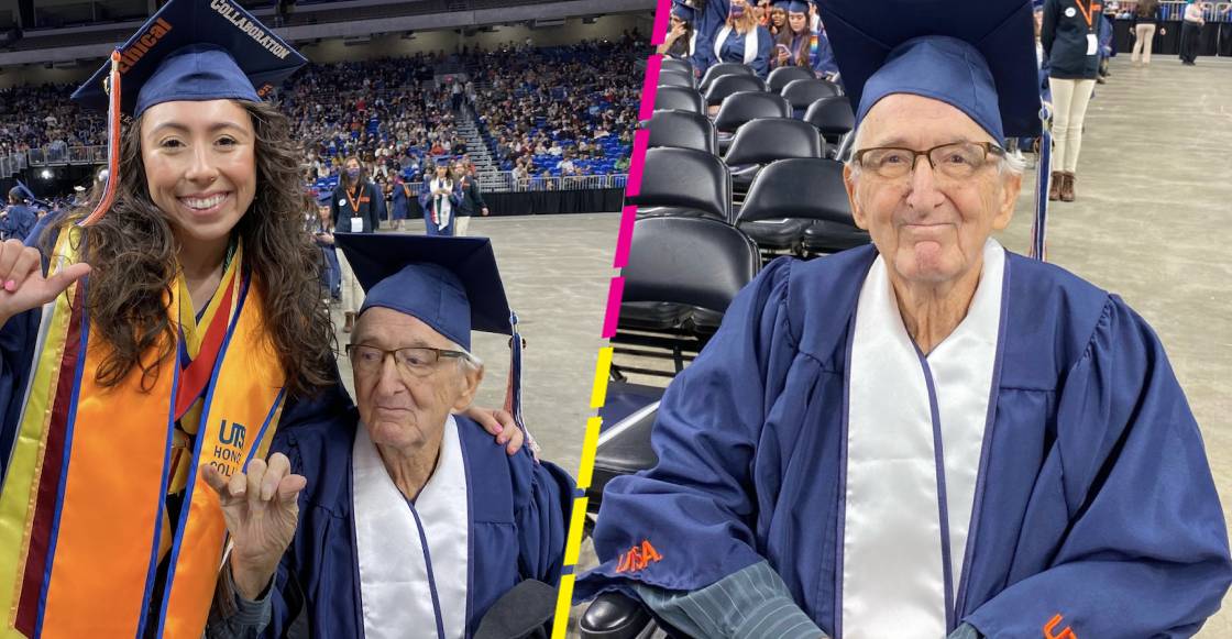 Abuelito se gradúa de la universidad junto a su nieta y se hacen virales