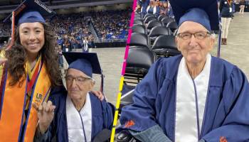 Abuelito se gradúa de la universidad junto a su nieta y se hacen virales