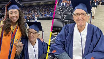 Abuelito se gradúa de la universidad junto a su nieta y se hacen virales