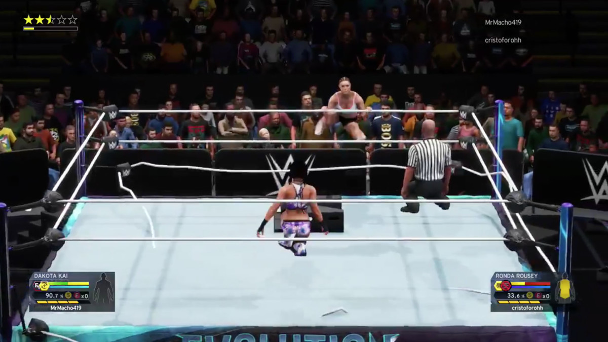 Captura de pantalla con errores del videojuego WWE 2K20