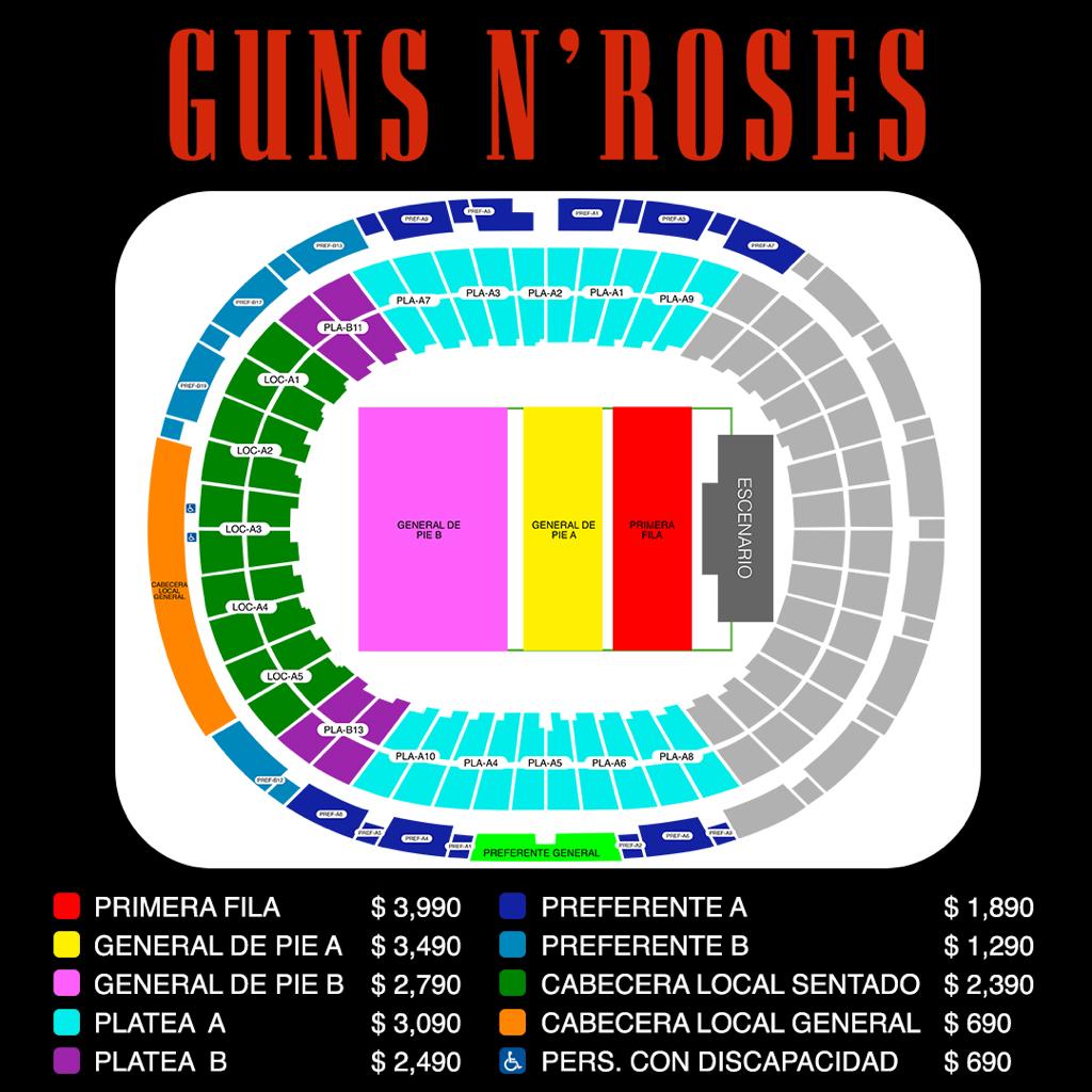 Aquí las nuevas fechas de Guns N' Roses en México para 2022