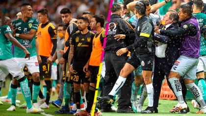 ¡Hay tiro! La pelea entre jugadores de Tigres y León tras el festejo de Ángel Mena tras calificar a la final